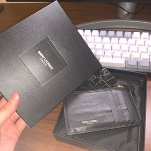 Saint Laurent Paris leather card holdergold zipper